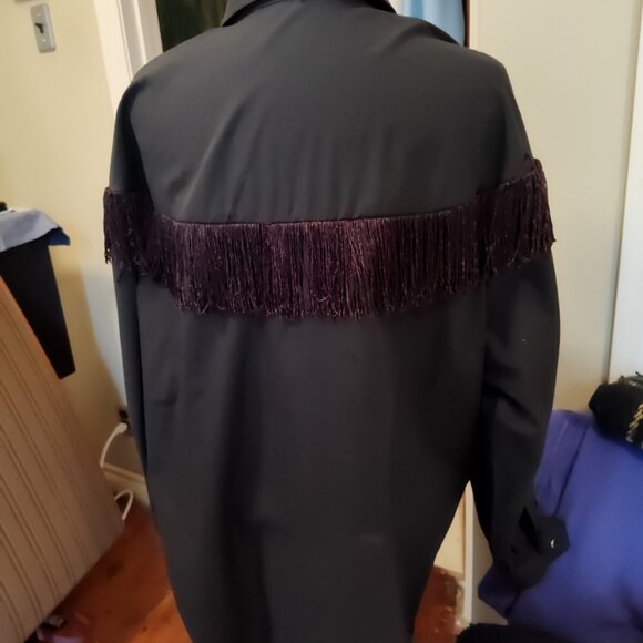 Vintage Western Wear Canada Cowboy Ranchwear Snap Fringe Shirt Sz L Round-up - Picture 10 of 11